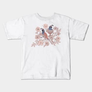 Quail and Wild Roses Kids T-Shirt